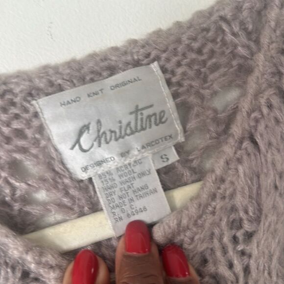 Christine Vintage Hand Knit Wool Blend Cardigan Sweater S - Picture 6 of 7